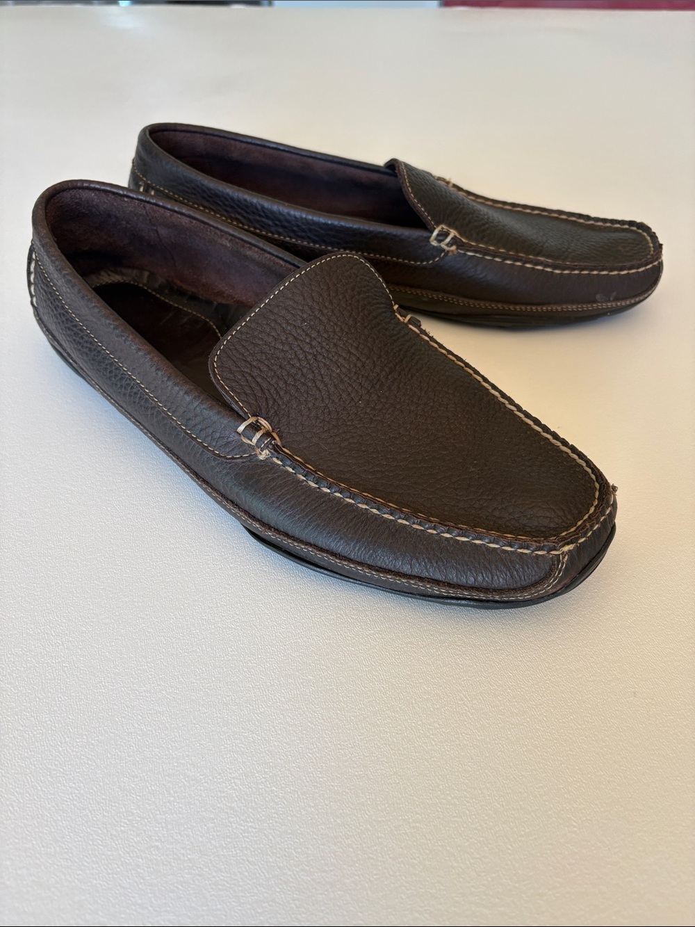 L.L. Bean Leather Shoes Driving Loafers Vibram Soles Drk Brown Neutral Size 14EE